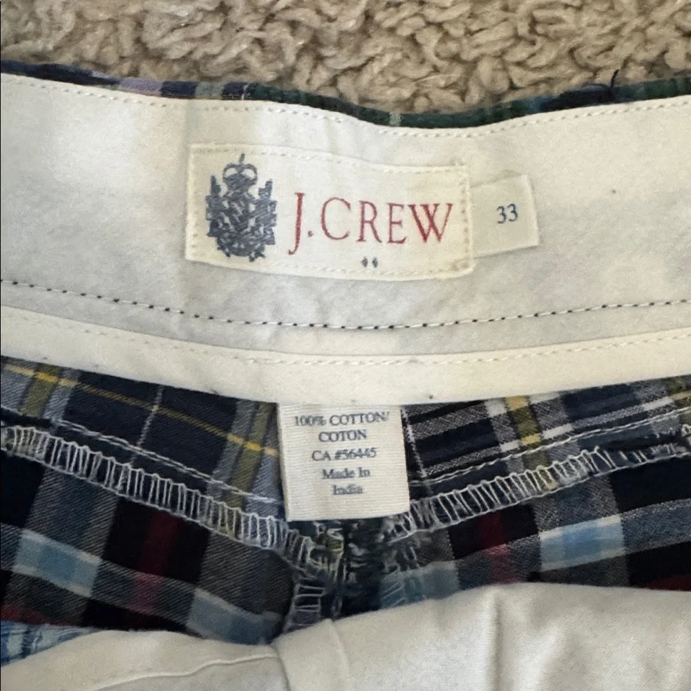 J Crew Madras Patchwork Shorts Mens 33 Cotton Preppy Plaid Casual